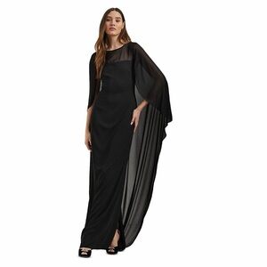 Ralph Lauren Black Sheer-Cape Maxi Dress